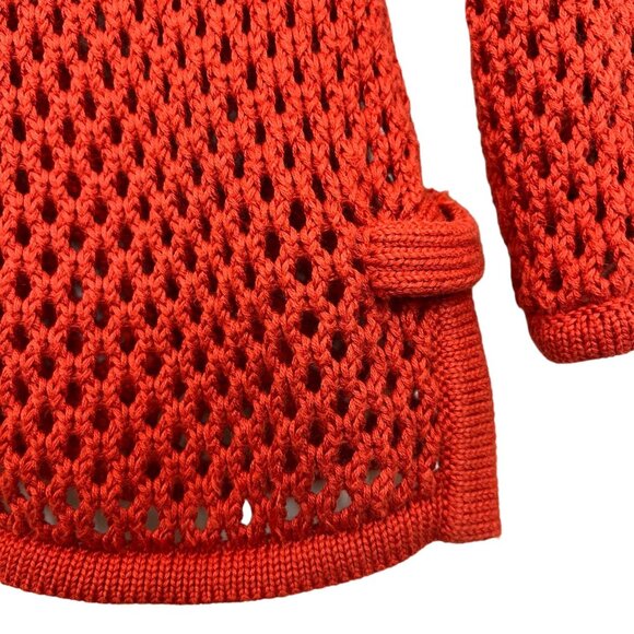 CHICO'S Sweater S Burnt Orange Open Knit Ribbed Cover Up Pullover Size Small - Picture 9 of 11